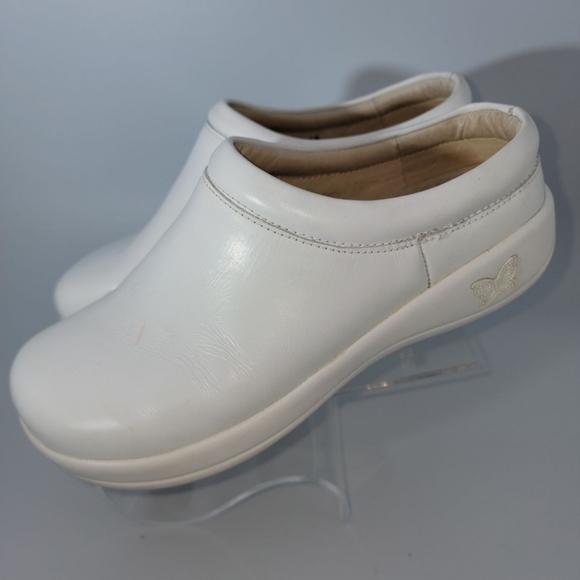 Alegria Slip On Comfort Shoe White Leather 36 Removable Insole Nursing Medical - Picture 5 of 12